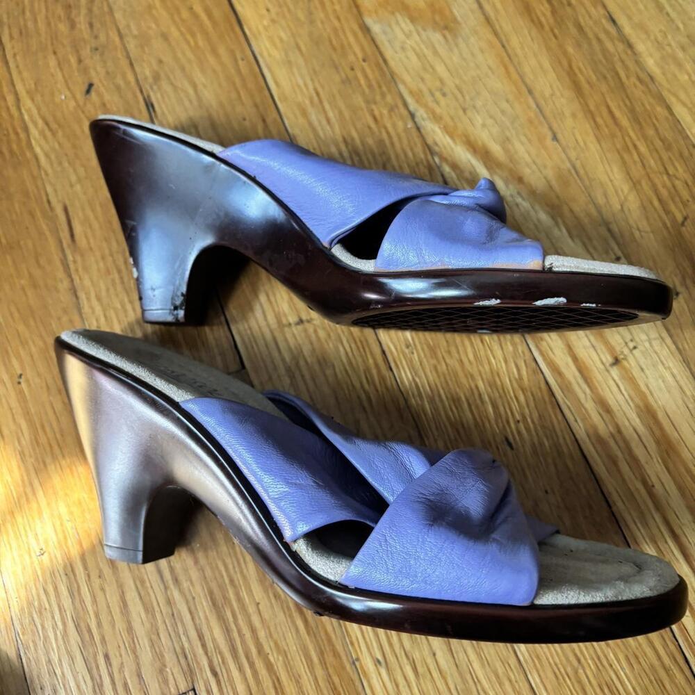 Purple Leather Wedge Sandals Lightly - Picture 3 of 4